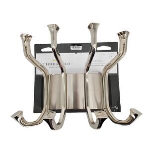 Threshold 2 Tier 4 Hook 9in Half Moon Hook Rail Satin and Polished Nickel Finish
